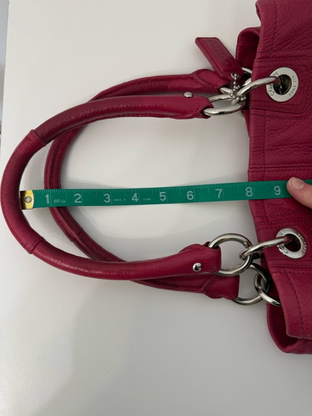 Coach Red Pebble Leather Hampton TurnLock F15694 Shoulder Bag Purse Hobo - Picture 16 of 17